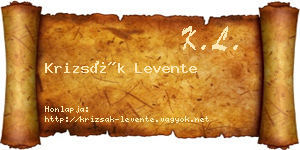 Krizsák Levente névjegykártya